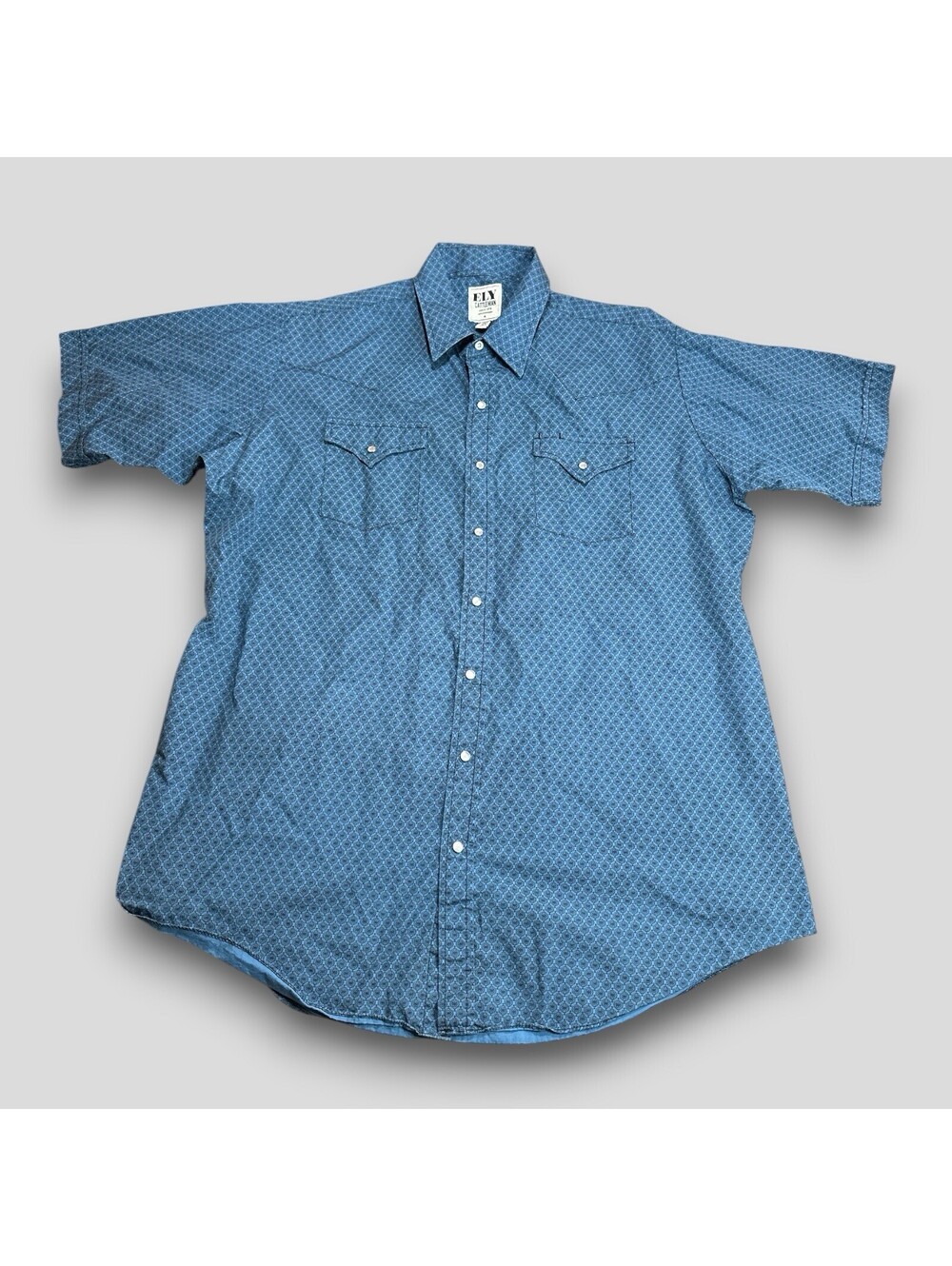 Ely Cattleman Pearl Snap Shirt Mens XL Tall Blue Western Button Up Pocket